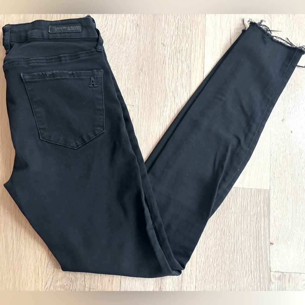 Articles of Society Black Frayed Skinny Jeans